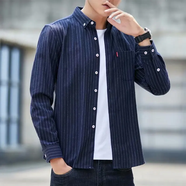 Camisa informal de manga larga para hombre, estilo informal, a cuadros finos, para primavera y verano, estilo coreano, para trabajo y negocios