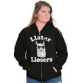thumbnail image 3 of Llater Losers Nerdy Geeky Cute Llama Unisex Fleece Graphic Zip Up Hoodie Brisco Brands 3X, 3 of 5