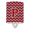 thumbnail image 1 of Carolines Treasures CJ1049-PCNL Letter P Chevron Maroon & White Ceramic Night Light, 1 of 1