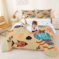 thumbnail image 3 of Castle Fairy Boho Tropical Fish Tile Full Size Comforter Sets 3-Piece,Coral Starfish Tan Seamless Print Bedding Comforter Set,Orange Cream,Reversible,1 Comforter and 2 Pillowcases, 3 of 6