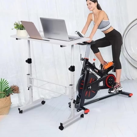 Kojooin Small Standing Desk with Wheels, Height Adjustable Mobile Stand Up Desk with Metal Frame for Home Office
