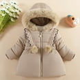 thumbnail image 2 of Tisuna Toddler Girls Coat Solid Color Long Sleeve Zipper Hooded Jacket Breathable Soft Winter Kids Outerwear Khaki Size 3-4 Years, 2 of 9