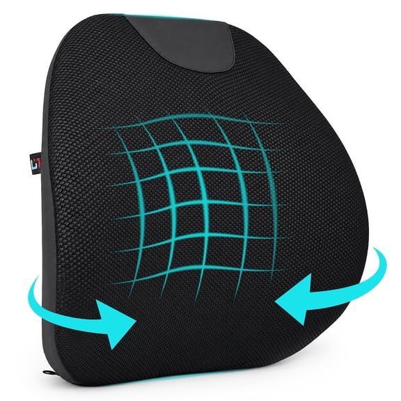 Fosmon Lumbar Support Pillow, Memory Foam Back Support Cushion for for Office Chair and Car Seat, 14" , Washable Breathable Cover, Ergonomic Lumbar Support for Back Pain Relief, Diving, Travel, Black