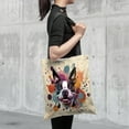 thumbnail image 4 of Boston Terrier Portrait Watercolor Vintage Retro Styles All Over Print 3D Canvas Tote Bag Gentleman Dog Lover Gifts Reusable Handbag - 00001, 4 of 5
