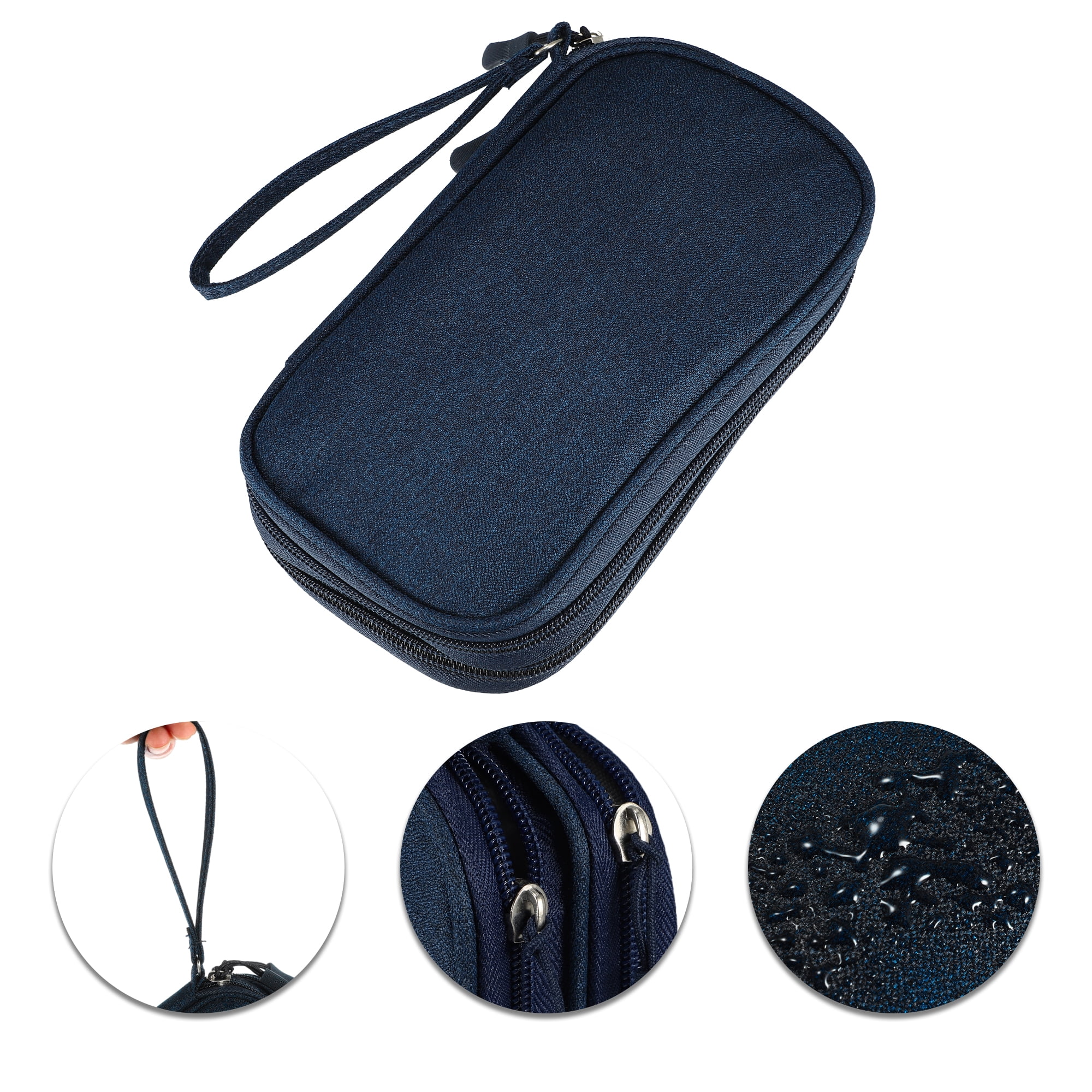 Unique Bargains Electronic Organizer Cable Double Layers Portable Pouch Green Large