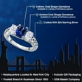 thumbnail image 2 of Gem Stone King 925 Sterling Silver Blue Created Sapphire and White Moissanite Filigree Style 3 Stone Ring for Women (2.60 Cttw, Oval 8X6MM and 6X4MM) (Size 8), 2 of 6