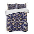 thumbnail image 2 of Abstract Blue Gold Twin Size Down Alternative Comforter, Lightweight Comforter Quilt Bedding Set with Pillow Shams Luxurious Traditional Flower Leaf All Seasons Bed Comforter Duvet Insert 68"x86", 2 of 7