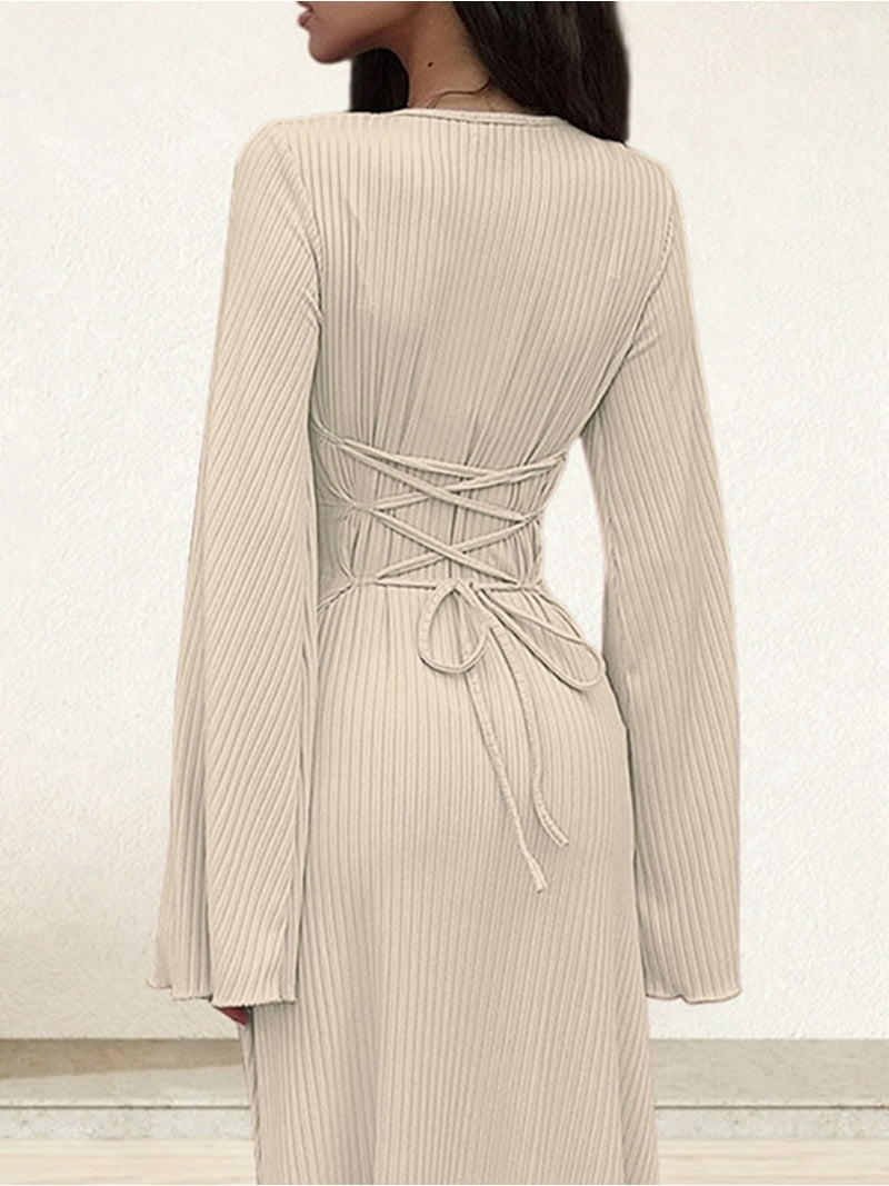 apricot long sleeve dress Gray Apricot Long Sleeve Maxi Dress / M
