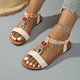 thumbnail image 4 of WILLBEST Sandalias Planas Bohemias Para Mujer, Zapatos De Playa Informales De Verano Con Tiras Elásticas De Diamantes De Imitación, Suela Cómoda Para Caminar Al Aire Libre, Fiestas Y Escuela., 4 of 6