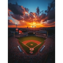 Baseball Sunset Canvas Print/Wall Art，Perfect for Living Room，Bedroom，Office，Game Room，Sports Bar Decoration