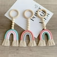 thumbnail image 6 of Wood Beads Rainbow Garland with Tassels Beads Farmhouse Rustic Natural Wooden Bead String Wall Hanging for Baby Nursery Room Decor, 6 of 7