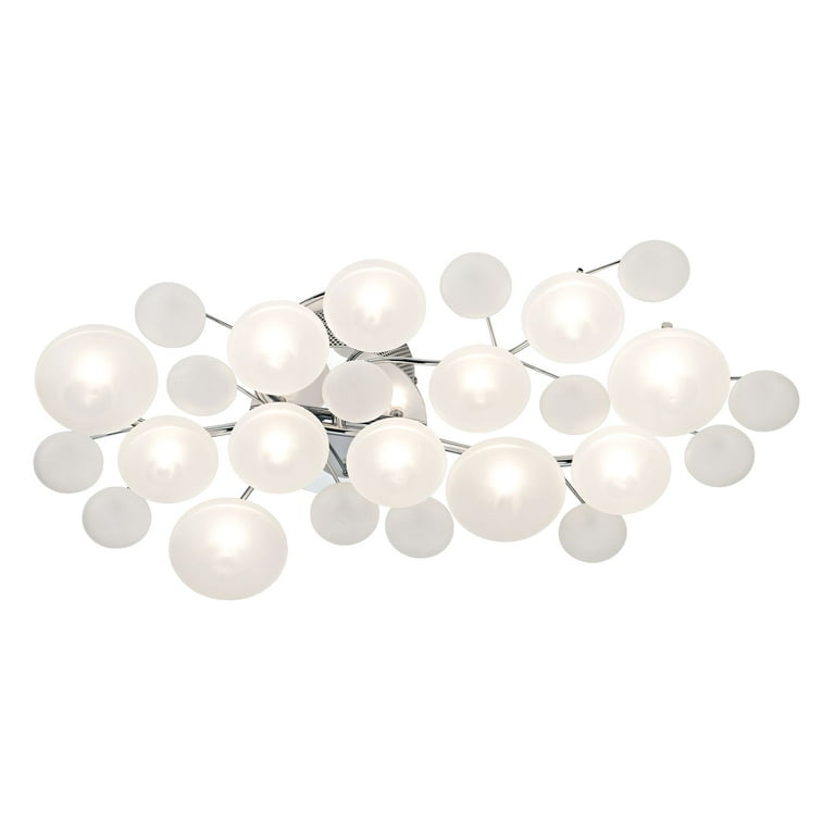 Possini Euro Design Lilypad Modern Ceiling Light Semi Flush Mount Fixture 30  Wide Chrome 12-Light Frosted Opal Glass for Bedroom Kitchen Living Room 