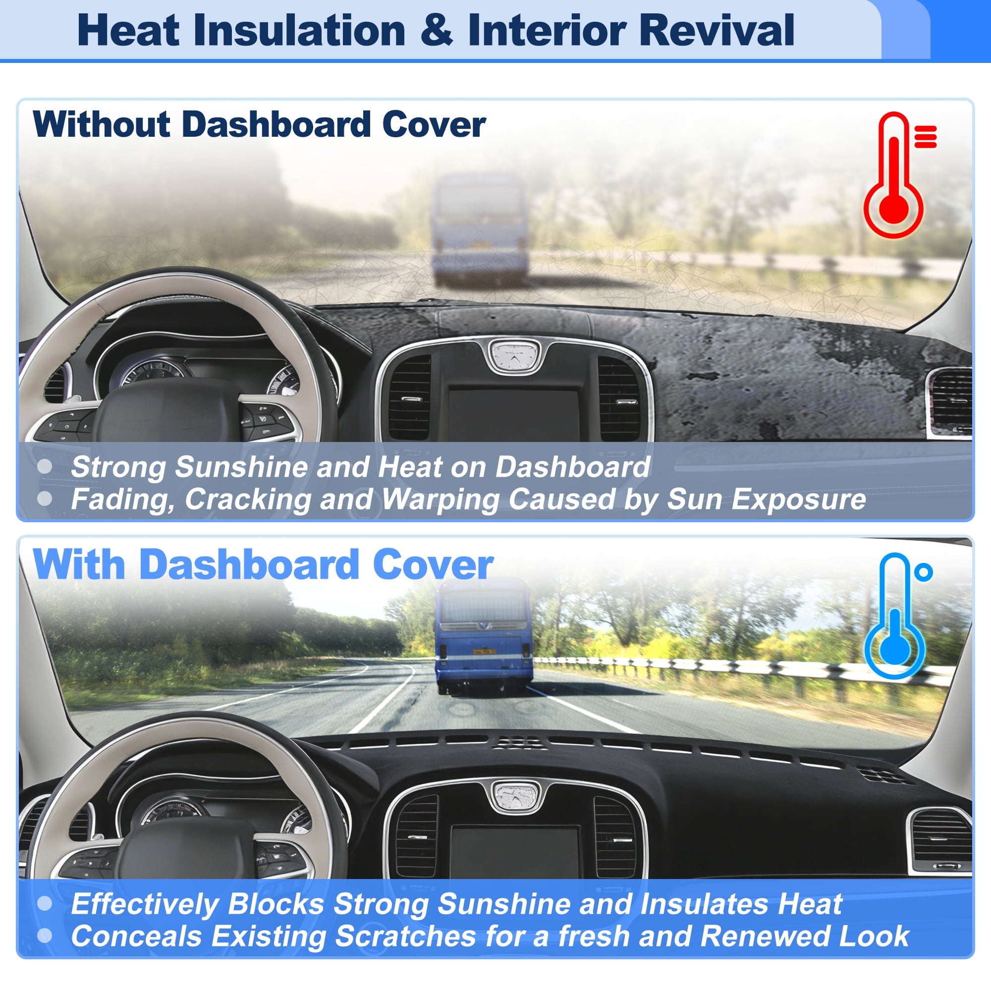 Unique Bargains Dashboard Mat Protector for Chrysler 300 300C Sedan 2011-2023