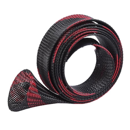 QccHieUs PET Fishing Rod Sock Covers Wear Resistant Sleeve Braided Mesh Protector Fishing Black Red