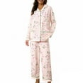 thumbnail image 4 of VISALY Womens Pajama Sets Button Down Pajamas Fashion Print Pajamas Spring Fall Long Sleeve Shirts Long Pants Cotton Set Loose Large Home Clothes Hot Pink Xxl, 4 of 4