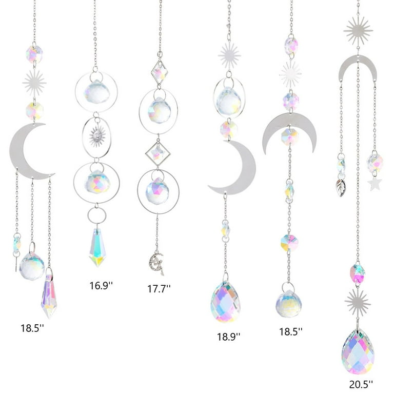 6Pieces Colorful Crystals Suncatcher Hanging Sun Catcher with Chain Pendant  Ornament Crystal Balls for Window Home Garden Christmas Day Party Wedding