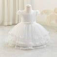 thumbnail image 2 of Miluxas Toddler Girls' Short Sleeve Tutu Party Dress Fashion Princess Dress for Girl White 2 Years, 2 of 6