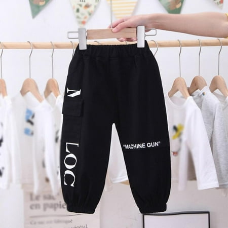 

Morefun-Toddler Boys Pants Trousers Sports Style Leisure Letters Printed Trousers Athletic Knit Jogger Pants