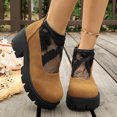 thumbnail image 4 of OKBOP Women's Combat Boots Round Toe Zip-Up Slip-Resistant Chunky Heel Brown Stylish Women's Boots Sizes 38, 4 of 5