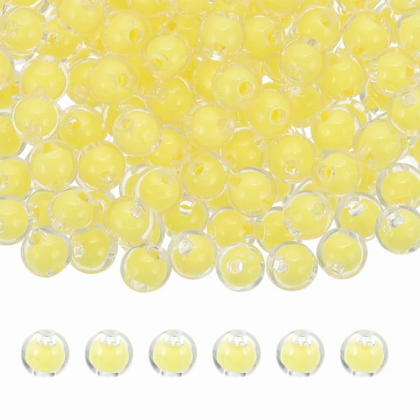 Uxcell 500 Pcs Perlas de Acrílico 0.08" Perlas Lindas para Pulseras Amarillo Transparente