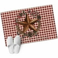 thumbnail image 6 of Star Plaid Bathroom Rug Washable 2x3 Entryway Rug Non Slip Vintage American Country Berry Red Brown Front Door Mat Low Pile Indoor Doormat Throw Floor Carpet for Kitchen Bedroom Entrance, 6 of 8