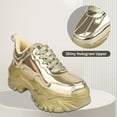 Olive Chunky Metallic Gold Platform Sneakers for Women Breathable