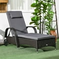 thumbnail image 2 of Outsunny Chaise Longue en Rotin avec Appuie-Tête et Dossier Réglable, 2 of 10
