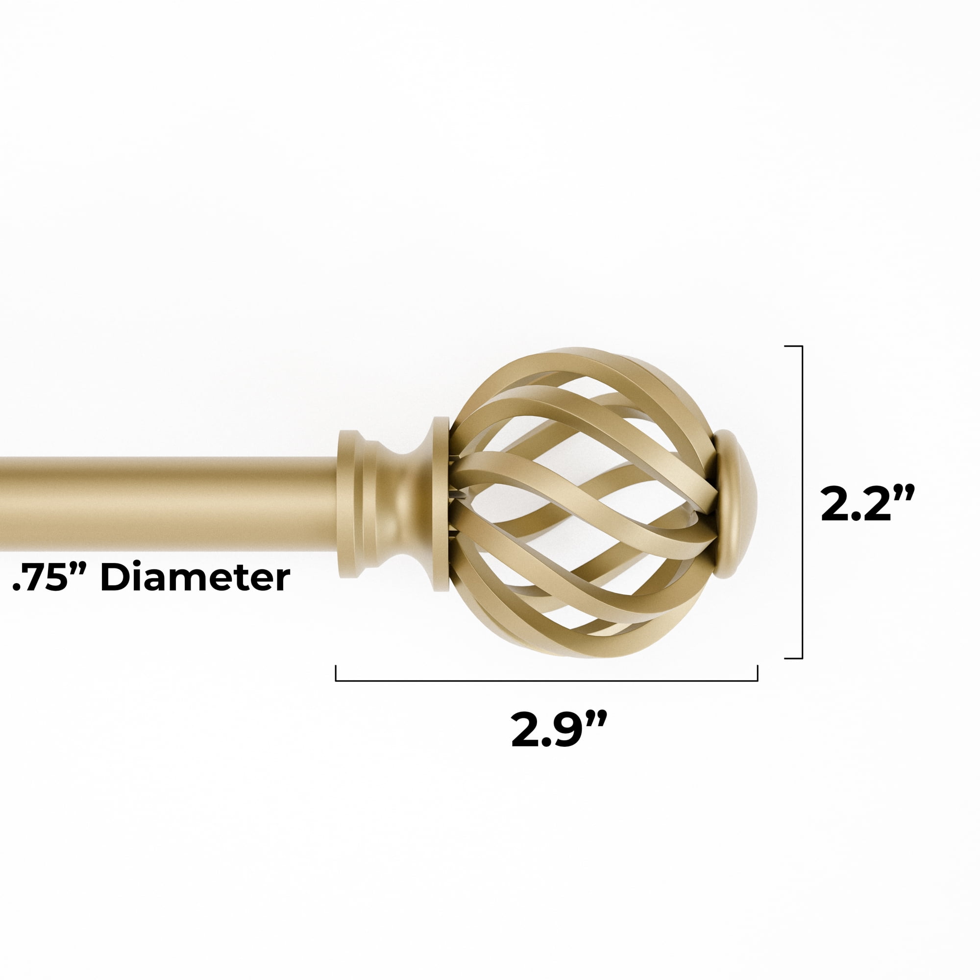 Mainstays 3/4" Gold Twist Cage Adjustable Single Curtain Rod Set, 30"-84"