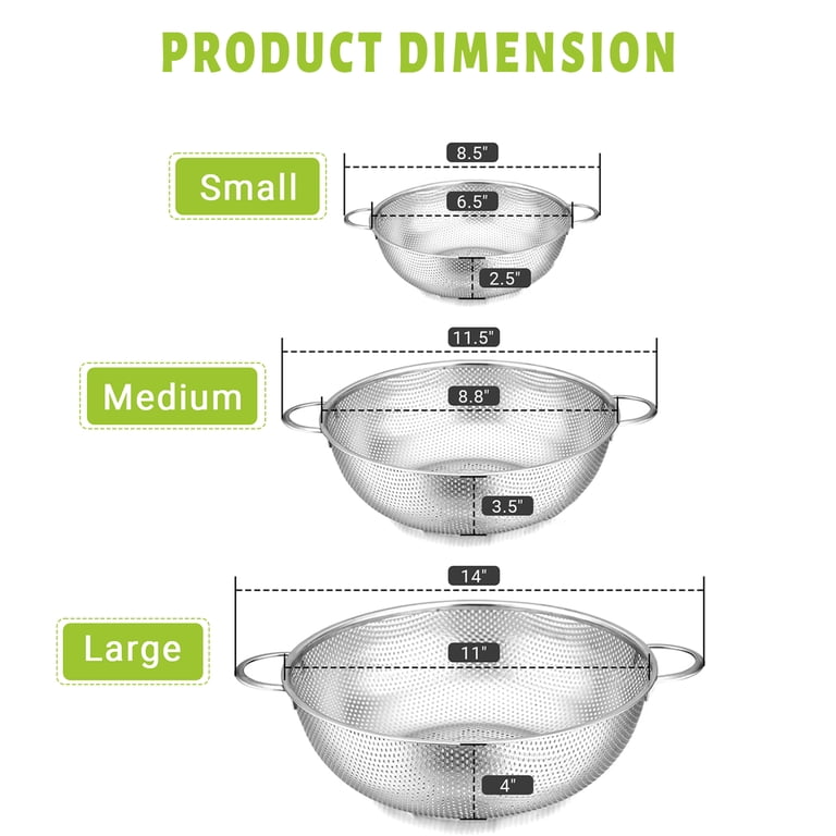GPED 3-Piece Stainless Steel Colander Set photo 4