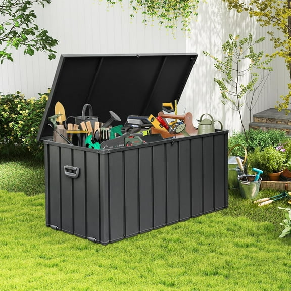 Domi Outdoor Living 150 Gallon Large Deck Box,Outdoor Storage for Patio Furniture, Organization and Storage for Outdoor Cushions, Garden Tools and Pool Toys, Lockable,Dark Gray