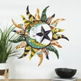 thumbnail image 2 of DecMode Multi Colored Metal Sun and Moon Indoor Outdoor Patterned Home Wall Decor with Navy and Orange Accents, 36" x 2" x 36", 2 of 10