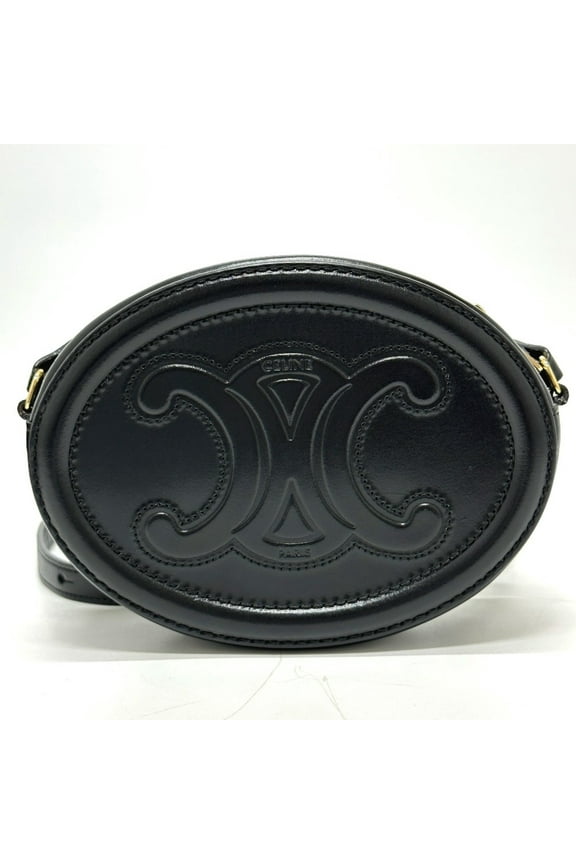 Pre-Owned CELINE Triomphe crossbody bag Shoulder Bag Black (Good)