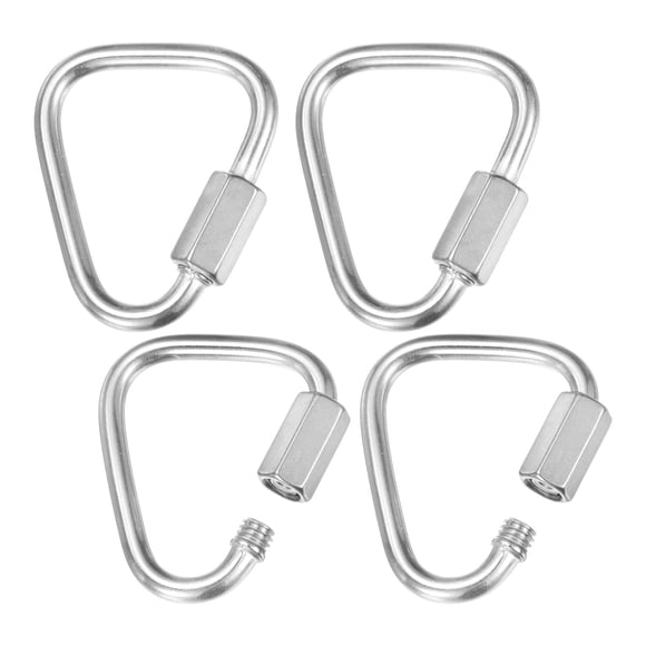 Conector rápido de 4 piezas, M3.5 1/8" acero inoxidable 316, enlaces de reparación de cadena para columpios, camping, senderismo, mochila, anillo de llave de torsión [plata]