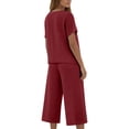 thumbnail image 7 of GZWYHT Women'S Linen 2 Piece Outfits,Capri Sets Women 2 Piece Outfits Summer Trendy Dressy Embroidered Top And Capri Pants Traditional Summer Blouse Embroidered Tops Red M, 7 of 7