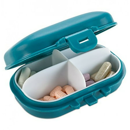 Pill Organizer Box - 4 Compartment Travel Medication Carry Case - A Daily Pill Box Vitamin Organizer Box for your Pocket or Purse