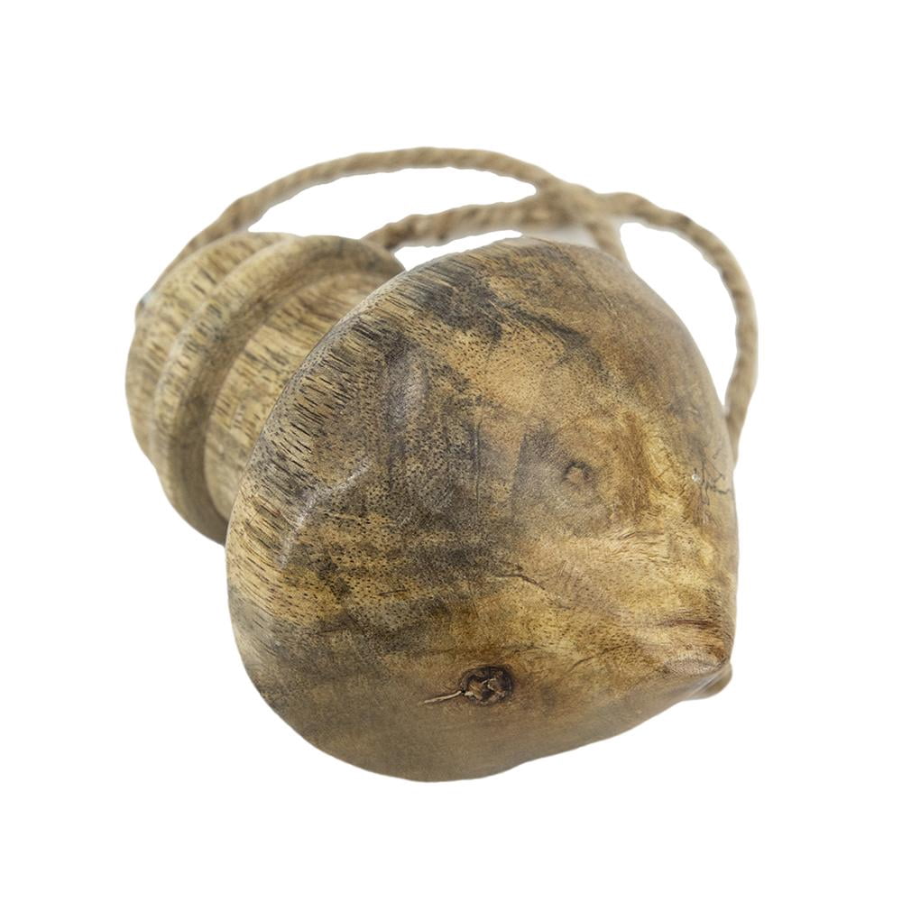 Sustainable Mango Wood Christmas Ornament 3.1 Inch Natural Grain Jute Hanger Eco-Friendly Decor