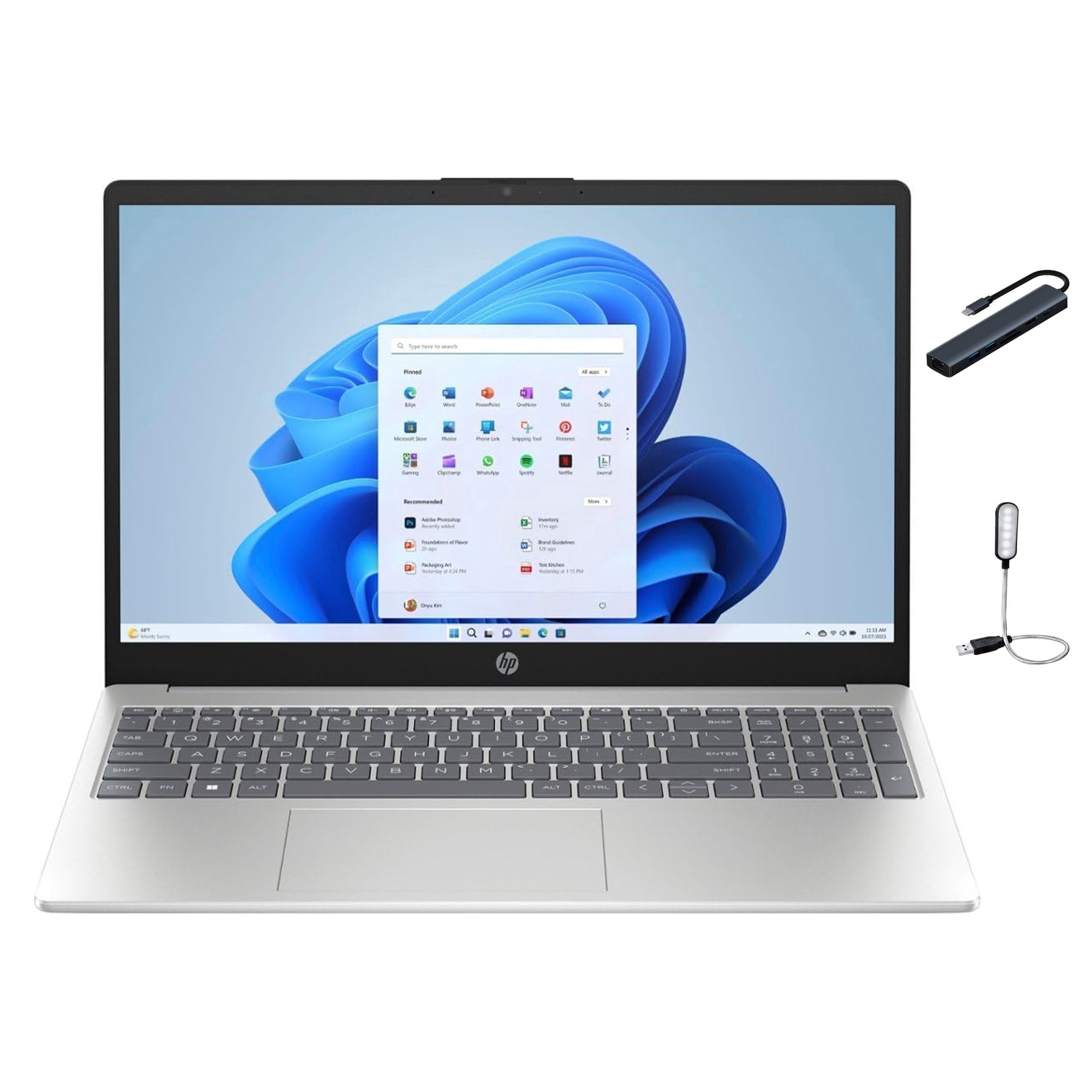 HP 15.6'' FHD IPS Touch Laptop, AMD Ryzen 7 7730U Processor, 32GB DDR4 RAM, 1TB SSD, Webcam, Wifi 6, Windows 11 Pro, Natural Silver with Mazepoly Accessories
