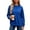 Blue, variant on Sweatshirts for Women Waffle Grid Crew Neck Drop Shoulder Curved Hem Loose Pullover Tops