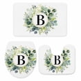thumbnail image 2 of Letter B Bathroom Rugs Set Alphabet Green Eucalyptus Leaves Plant Simple Non Slip Absorbent Soft Bath Mats 3 Piece Set with Bathroom Rug, U-Shaped Floor Mat, Toilet Seat Cover Large Size, 2 of 9