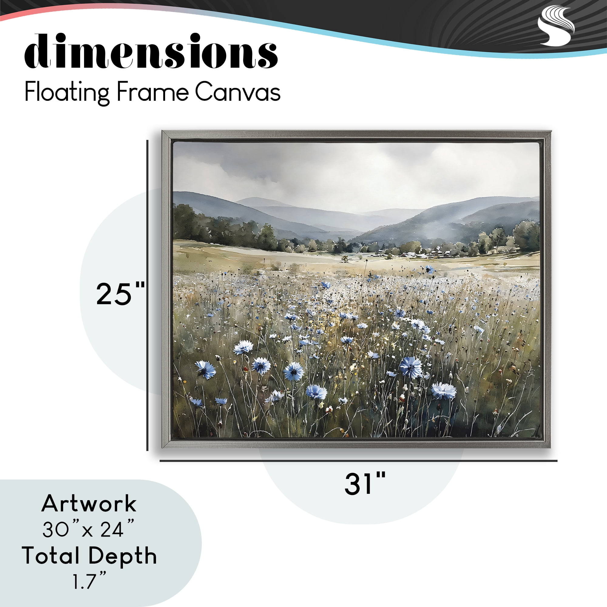 Stupell Industries Sapphire Speckled Fields Gray Framed Floater Canvas Wall Art, design by Franklyn Gregory