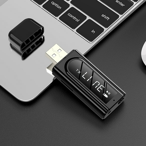Binmer Récepteur Bluetooth FM USB pour Voiture, Lecture MP3 Sortie Audio AUX Émetteur Stéréo, Adaptateur 5.0