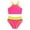 Hot Pink A1, variant on Girls Summer Bikini Set 2 Piece Color Block Printed Halter Swimsuit with Bottom Bathing Suits for Girls Size 4-7
