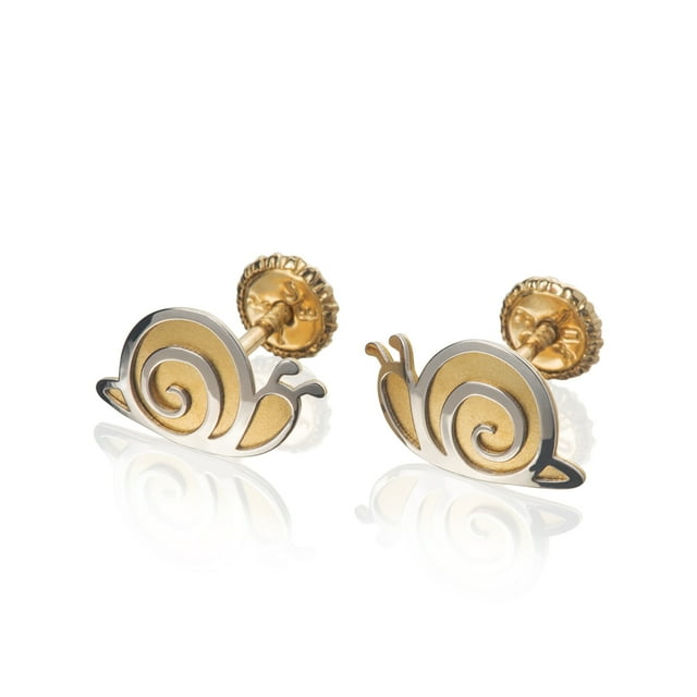 GIALLO | Aretes de oro 14K broquel Caracolitos oro blanco y amarillo GIALLO Para bebés, niñas y mujeres