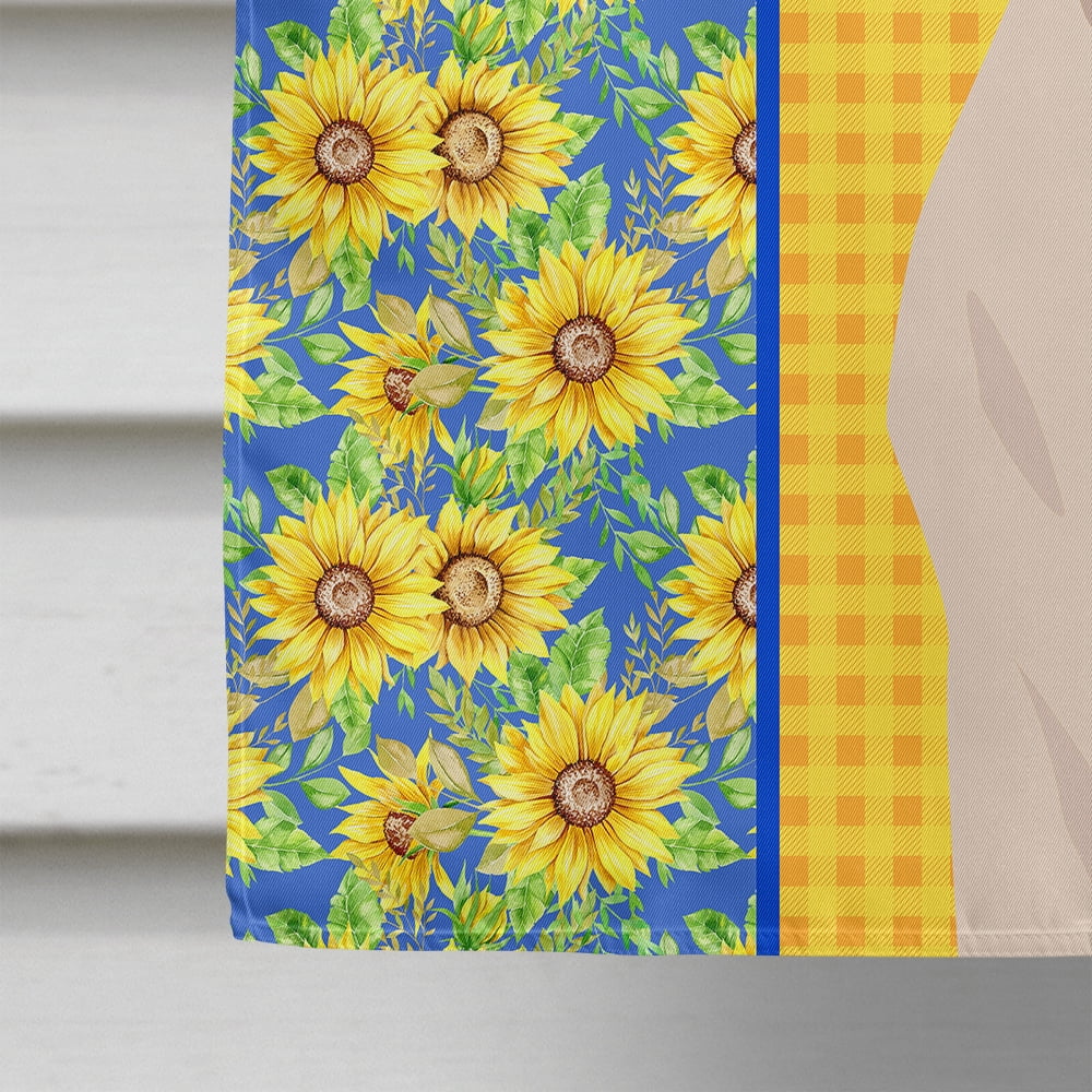 Summer Sunflowers White Boston Terrier Flag Canvas House Size