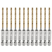 Uxcell 12pack Hex Shank Drill Bit 3/32" M35 High Speed Steel Titanium Coated Twist Drill Bit 76.5mm Long with 1/4" Shank