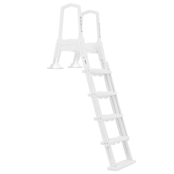 XtremepowerUS Above Ground Pool Ladder, Adjustable for 48-52 Inch Pools, Incline Steps with Handrails, Ground-to-Pool Entry System