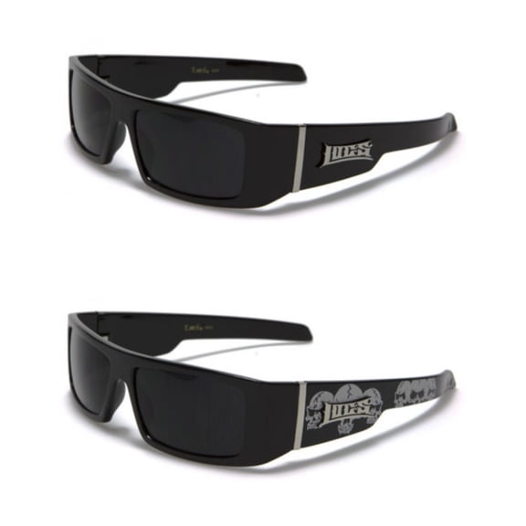 2 Pack Locs 58 1- Black & 1- Black w/ Skulls Sunglasses Gangster Shades Free Shipping