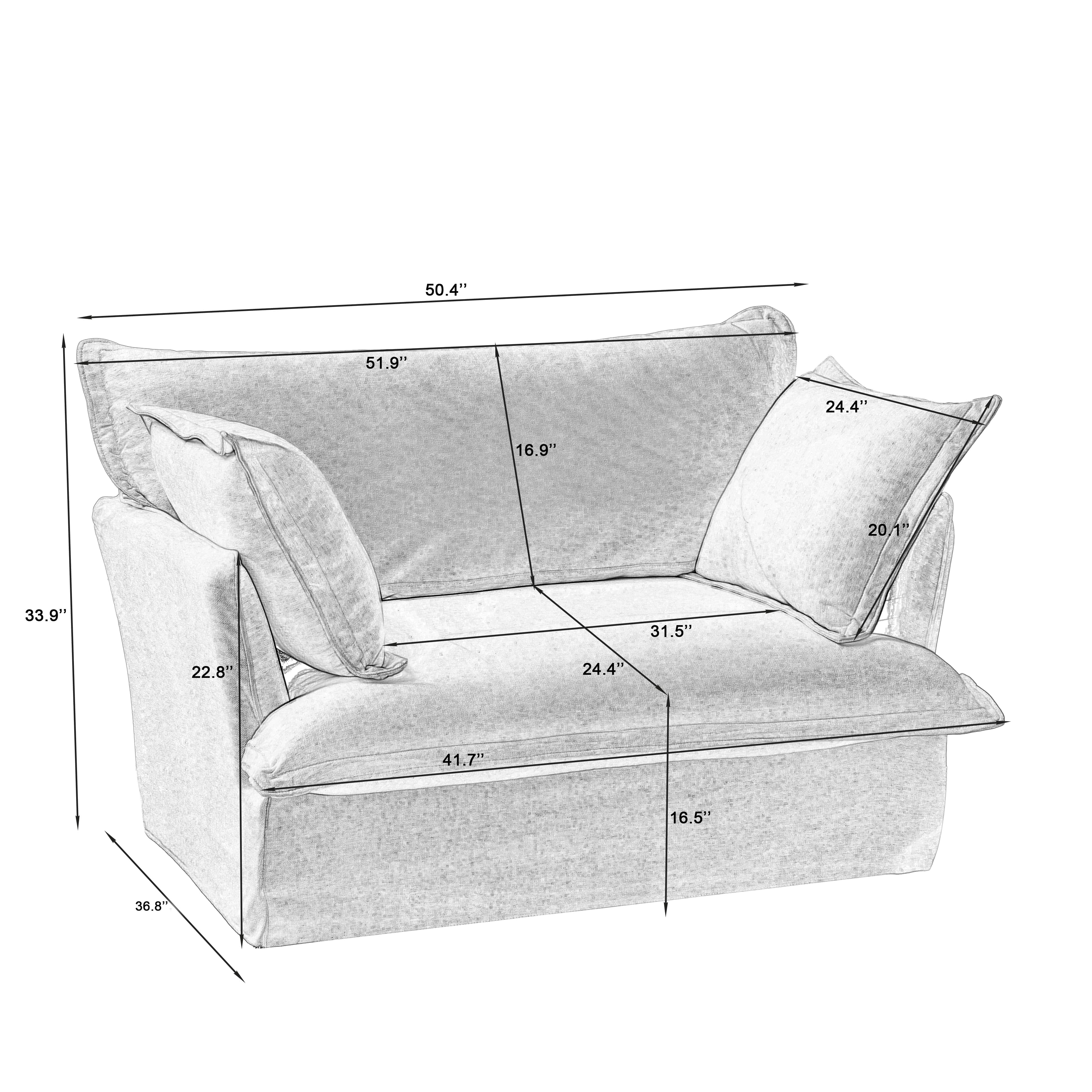 MAYEERTY Modern Luxury Two-Seater sofa chairs with Pillows for Living Room, Bedroom, Beige