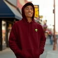 thumbnail image 5 of Dalix Alien Embroidery Relaxed Hoodie Soft Fleece Sweatshirt Drawcord Fit Lounge Mens in Burgundy XL X-Large, 5 of 5