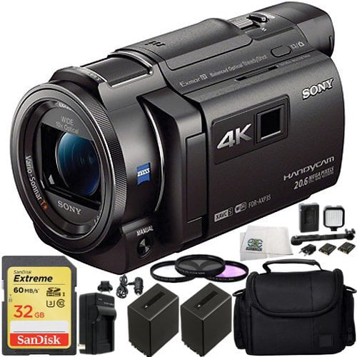 Sony 64GB FDR-AXP35 4K Camcorder with Built-In Projector (PAL) + 32GB 17PC  Accessory Kit